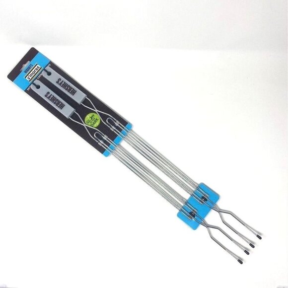 Hershey's S'mores 2pk Extension Fork Grill Tools Silver Glow in the Dark - Picture 1 of 5